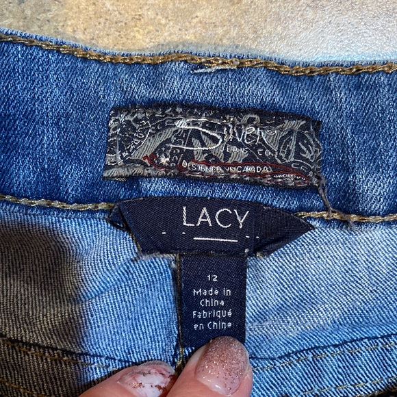 Girl, silver jean shorts, size 12 - Picture 2 of 6